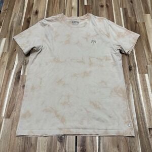 Katin Shirt Mens M Beige Acid Wash Palm Tree Double Sided‎ Organic Surfer Skater
